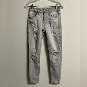 American Eagle Ripped Grey Super  Stretch Skinny Jeans